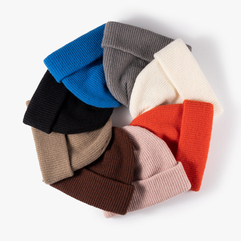 Cuffed Knit Beanie-Blank