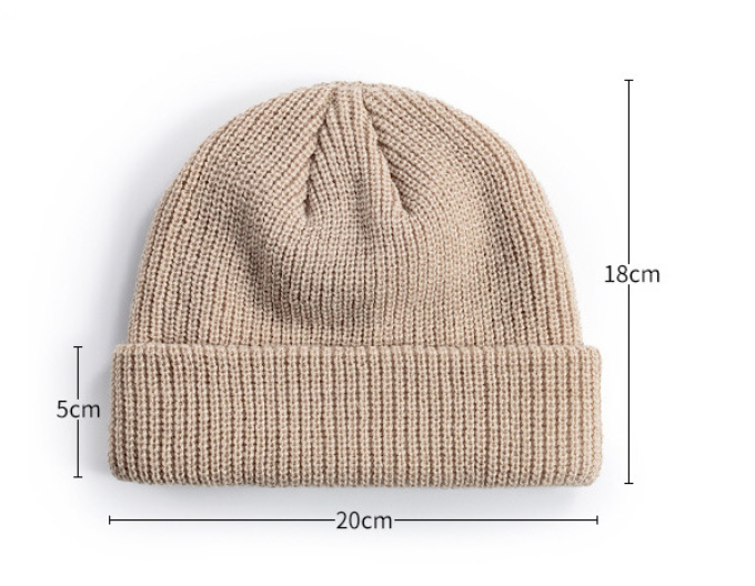 Cuffed Knit Beanie-Blank