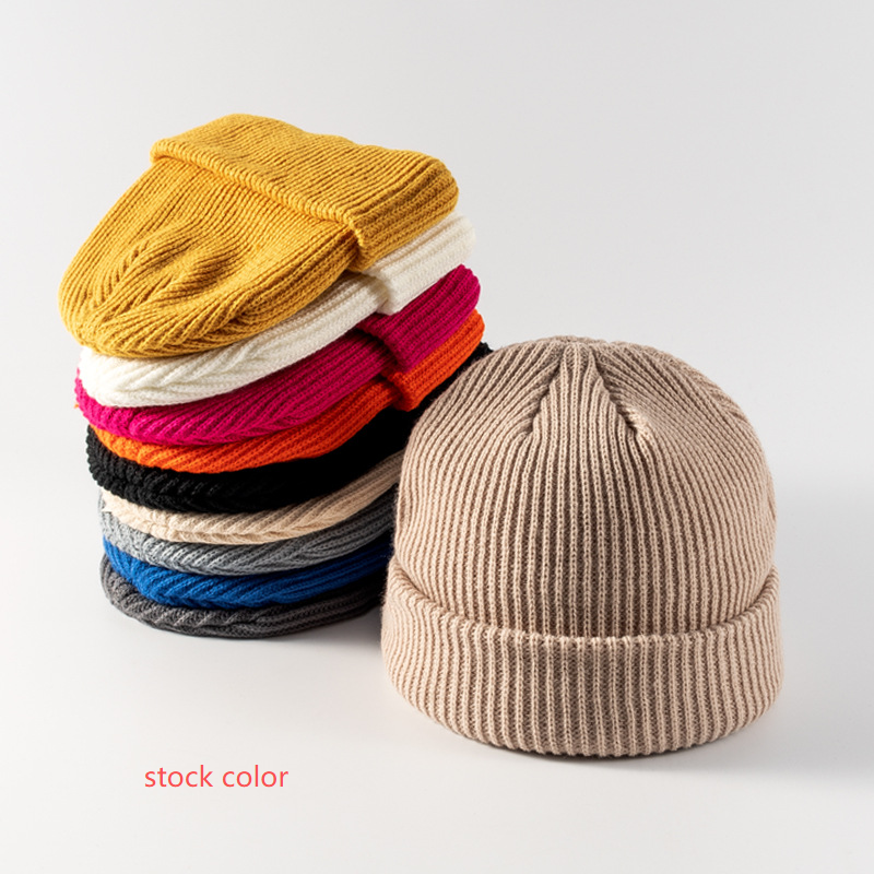 Cuffed Knit Beanie-Blank